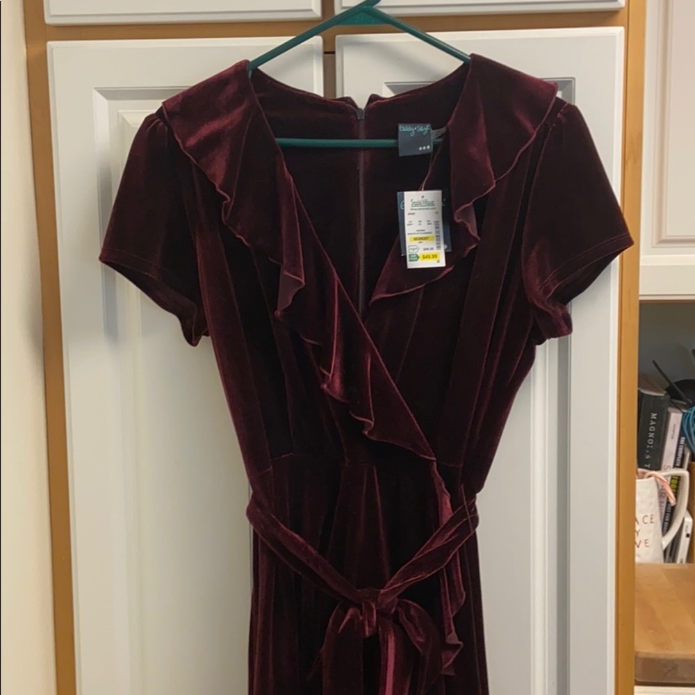 Maroon velvet dress
